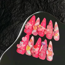 Kirby nails,Three-dimensional doll nail,Cute girls Nail,Cartoon color nail, - £24.51 GBP