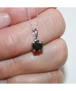 1ctw Genuine Black Diamond Solitaire Pendant Necklace 14k White Gold over 925 SS - $2,267.34 MXN