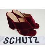 Schutz Callie Size US 9.5 M (B) Women&#39;s Velvet Cross Strap Slide Sandals... - $56.12