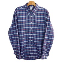 Brooks Brother Shirt Mens Large Blue Plaid Button Down Original Polo Long Sleeve - £23.62 GBP