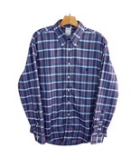 Brooks Brother Shirt Mens Large Blue Plaid Button Down Original Polo Lon... - £23.41 GBP