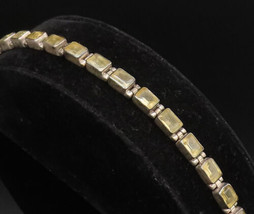 925 Sterling Silver - Vintage Inlaid Rectangle Citrine Link Bracelet - B... - $85.32