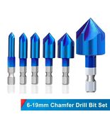5 Flutes Chamfer Drill Bit Set 6pcs HSS Chamfering Cutter Nano Blue Coated - $222.92 MXN