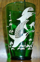 Vintage Emerald Green Glass Vase - Wild Geese - $7.00