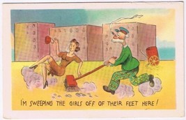 Postcard Comic I&#39;m Sweeping The Girls Off Of Their Feet Here - £3.71 GBP