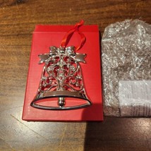 LENOX Christmas Sparkle &amp; Scroll Bell Ornament - American by Design Silver Plate - £11.69 GBP