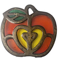 Vintage Trivet Stained Glass Cast Iron Kitchen Hot Plate holder - 1980&#39;s - £9.56 GBP