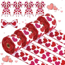 4 Rolls Valentine&#39;S Day Glitter Hearts Wired Edge Ribbon 2.5&quot; 40 Yards Valentine - £24.89 GBP