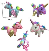 Blue Battery Operated Remote Control Walking Rainbow Unicorn With Sound Play Toy - £14.81 GBP
