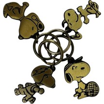 Vintage Aviva Peanuts Gang Snoopy Solid Brass Key Chain Keychain Fobs Lo... - $46.54