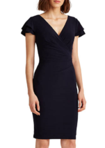 New Ralph Lauren Navy Blue Pleated Career Sheath Dress Size 14 $109 - £59.93 GBP