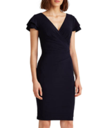 NEW RALPH LAUREN NAVY BLUE PLEATED CAREER SHEATH DRESS SIZE 14 $109 - £58.76 GBP