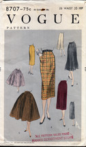 Vintage 1950s Vogue 8707 Skirts Full and Slim Unprinted Waist 26&quot; Hip 35&quot; - £15.73 GBP