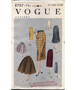 Vintage 1950s Vogue 8707 Skirts Full and Slim Unprinted Waist 26&quot; Hip 35&quot; - £15.67 GBP