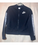 Nike Kids Girls SZ XL Full Zip Logo Long Sleeve Mock Neck Black Track Ja... - $27.06 CAD