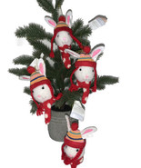 Wondershop Bunny Head W/Scarf Plush Ornaments Red Lot of 4 New Rabbit Ha... - $21.28