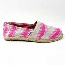 Toms Classics Pink Umbrella Stripe Womens Slip On Casual Canvas Flat Shoes - $39.95