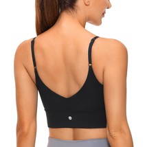 Adjustable Longline Sports Bra For Women - V Back Wireless Workout Padded Yoga B - £40.89 GBP