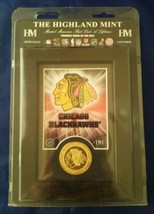 Chicago Blackhawks Nhl Licensed Bronze Coin Wood Frame Usa Nip Highland Mint Sg - £15.68 GBP