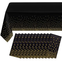 12 Pack Black And Gold Dot Plastic Tablecloth, Gold Stamping Dot Confett... - £31.05 GBP