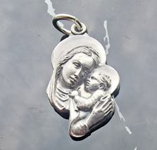 Creed Vintage 925 Sterling Silver Madonna And Child Catholic Medal Pendant - £34.26 GBP