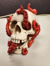 Veronese The Abyss Lurks Within Red Octopus Inhabiting a Human Skull Statue Deco - £31.32 GBP
