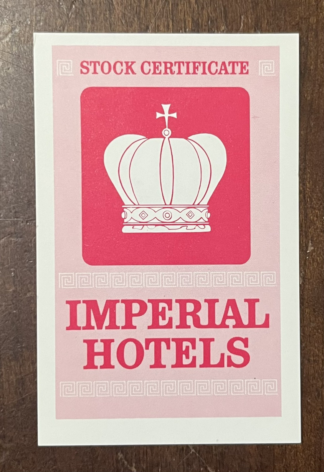 1962-95 ACQUIRE Game Parts Original 1976 Imperial Hotels Stock Certificate - $1.43