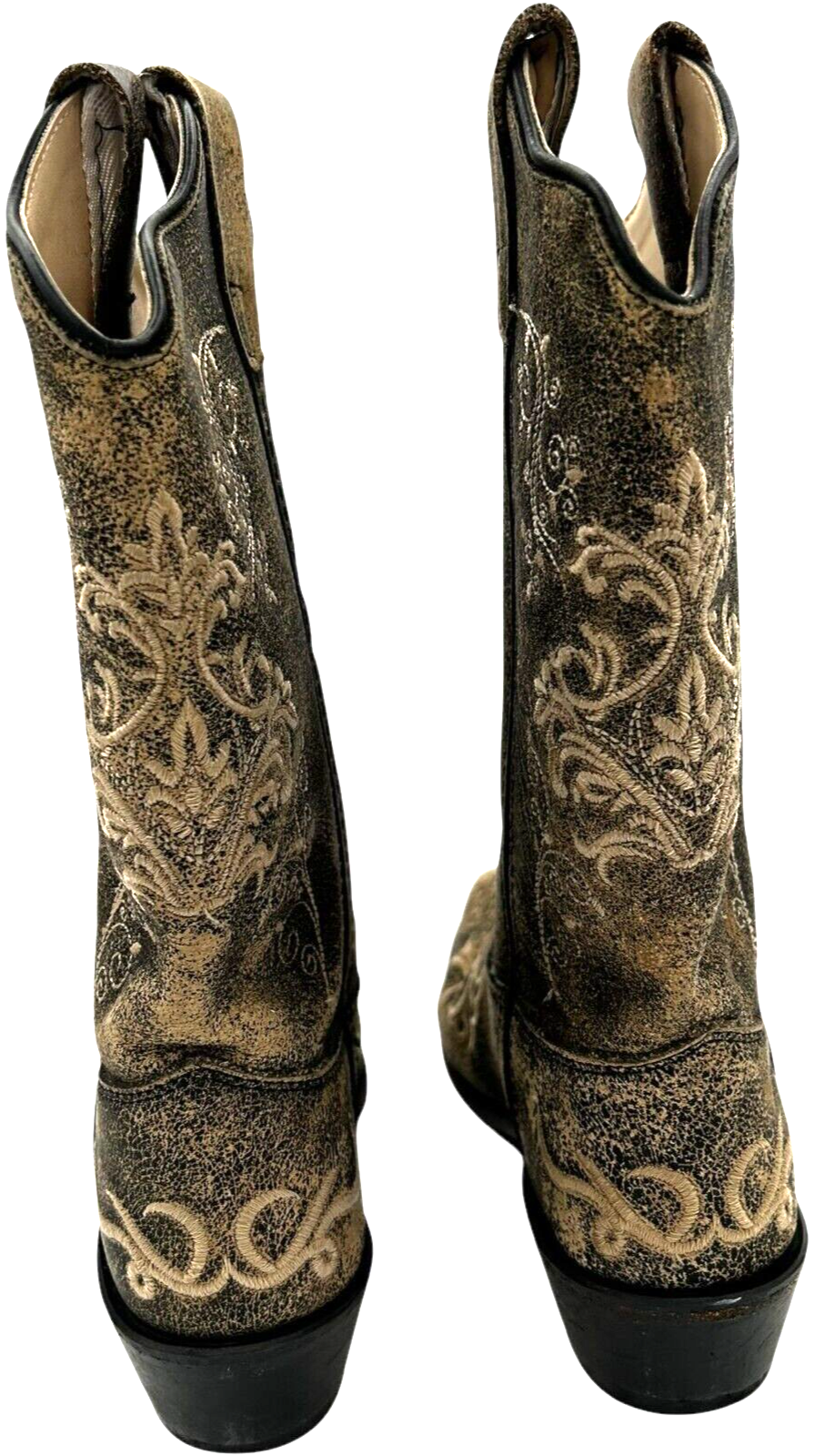 Old West Kids Jama Brown Floral Leather Western Cowboy Boots CF8222 size 3.0D Item image 9