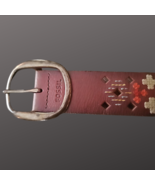 Fossil Southwestern Embroidered Multi Color Cross Stitch Leather Belt Me... - $47.52 CAD