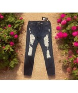 True Religion Jennie Mid Rise Curvy Skinny Blue Jeans Destroy Size 33 Di... - $80.82 CAD