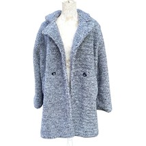 Stoosh Size L Gray Teddy Coat Midi Faux Sherpa Side Pockets Large Lined - $44.55