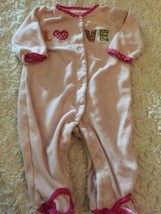 Carters Girls Pink Love Patchwork Terry Cloth Long Sleeve Pajamas 3 Months - £3.52 GBP