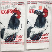 Set Of 2 Same Printed Kitchen Terry Towels, 15&quot;x25&quot;, Rooster,Farm Fresh Eggs, Ms - £9.48 GBP