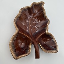 VINTAGE MCM HULL POTTERY Oven Proof USA Brown Drip Leaf Divided Tray Chi... - £20.27 GBP
