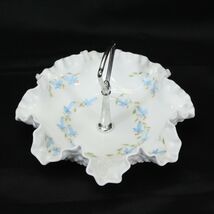 Fenton Hobnail Bon Bon Candy Dish Blue Flowers Hand Painted - $32.33
