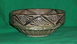 Vtg Studio Pottery Moriage Oriental Style Drip Glaze Rice Bowl Folk Art Craft - £23.21 GBP
