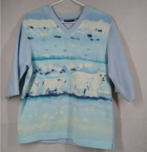 Catalina Women&#39;s Fleece 3/4 Sleeve Sweatshirt With Polar Bears Design Si... - £11.62 GBP