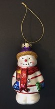Colorful Let it Snow Glass Snowman Christmas Tree Ornament Approx 4&quot; - £11.73 GBP