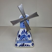 Delft Blue Elesva Windmill Figurine Holland 7&quot; Ceramic Music Box (Non-Wo... - $224.62 MXN