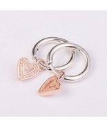 925 Sterling Silver and Rose gold-plated Sparkling Freehand Heart Hoop E... - £14.74 GBP