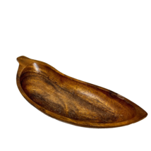 Vintage Monkey Pod Wood MCM Carved Wood Candy Nut Bowl 10 x 3&quot; - £10.41 GBP