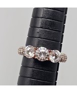 PAJ 3 Stone CZ Ring Rose Gold over 925 Sterling Silver Sz 8.5 Anniversary - $743.65 MXN