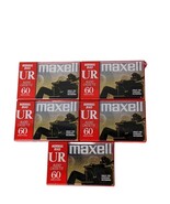 Maxell UR 60 Blank Audiocassettes Normal Bias Lot of 5 Brand New Sealed - $270.23 MXN