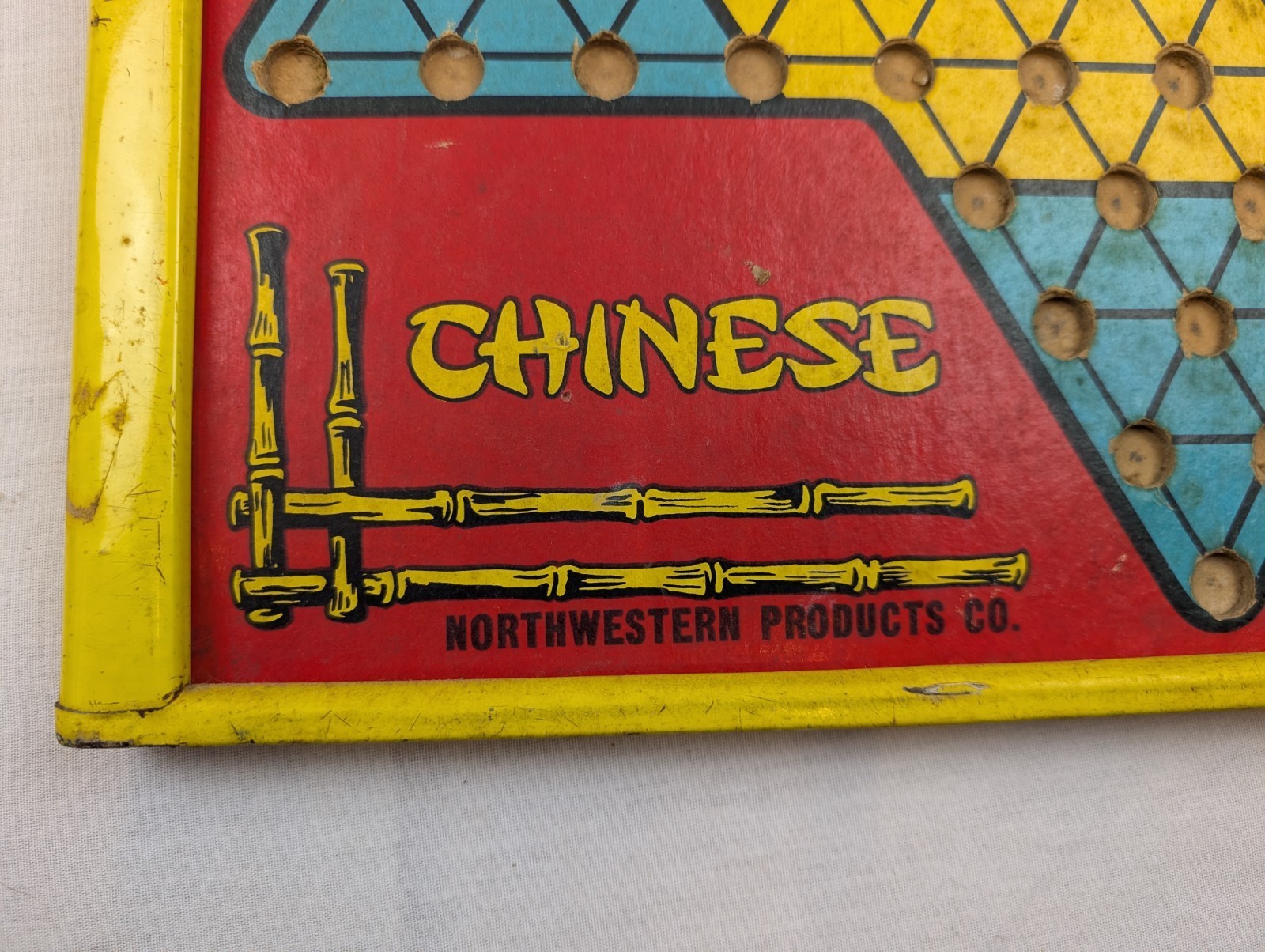 Vintage San Loo Chinese Checkers Tin Litho Board double sided Checkerboard Item image 2
