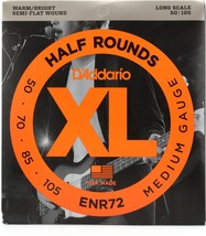 D&#39;Addario ENR72 Half Rounds Semi-flatwound Bass Guitar Strings - .050-.105, - $56.99