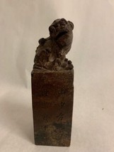 Vintage Carved Antique Soapstone Foo/Fu Dog Statue Figurine, Seals with ... - $89.09