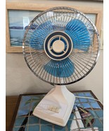 Vintage Tatung Blue Oscillating Desk Fan 2-Speed Model LE-9 Rotating LE9... - $41.00