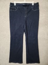 Chicos Slim Boot Jeans Womens 3 US 16 Blue Dark Wash Pull On Stretch - $29.57