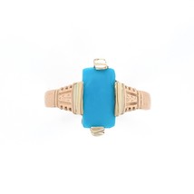 10k Rose Gold Victorian Sleeping Beauty Genuine Natural Turquoise Ring (#J6567) - £730.26 GBP