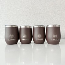 4 NEW ICEHOLE 12 Oz Wine Tumblers Vacuum Insulated Stainless Steel Lid Brown Set - £59.35 GBP